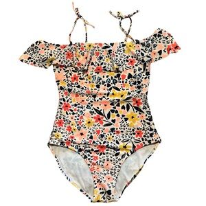 Girl’s Cat & Jack Floral Kids Swim One Piece - Pink, Yellow, Blue Sz 10/12
